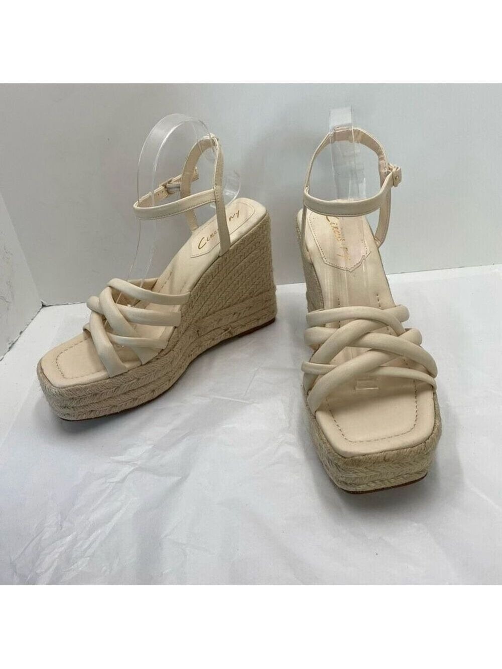 Circus NY Irene Strappy Espadrille Platform Wedge Sandals Women’s 9.5 Cream